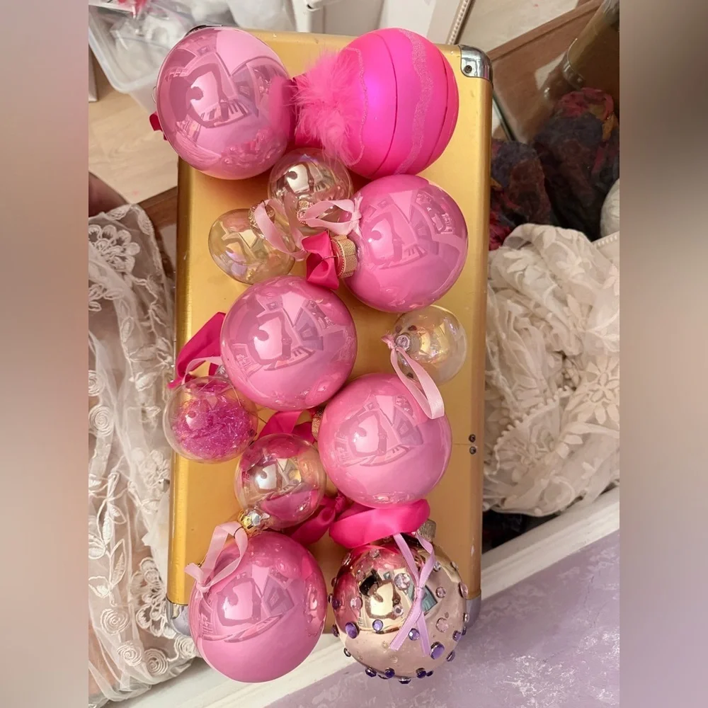 More Pink from Tootsie’s closet!!bottom reallyVibrant Pink Holiday Ornaments  o